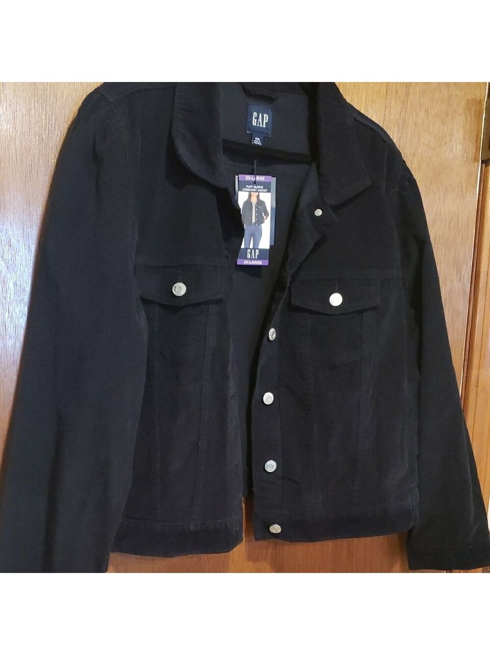 NWT GAP Women's Black Puff Sleeve Corduroy Jacket Size XXL - Picture 5 of 9